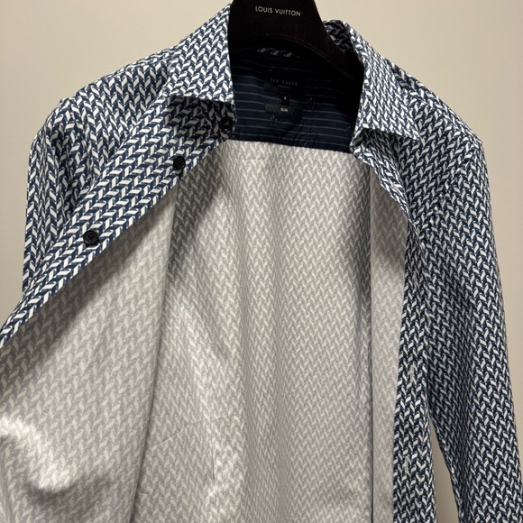Ted Baker London Slim Fit Blue Geometric Print Shirt (Size 4 / L)​​ - Picture 16 of 16